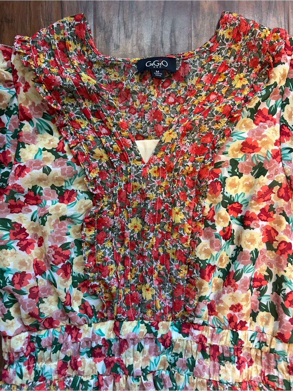 Gigio Floral Smocked Mini Dress in Multicolor Flowy Summer Cottage core Miami - Picture 3 of 7